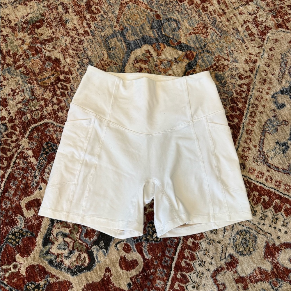 Til You Collapse white heart booty shorts w/pockets
